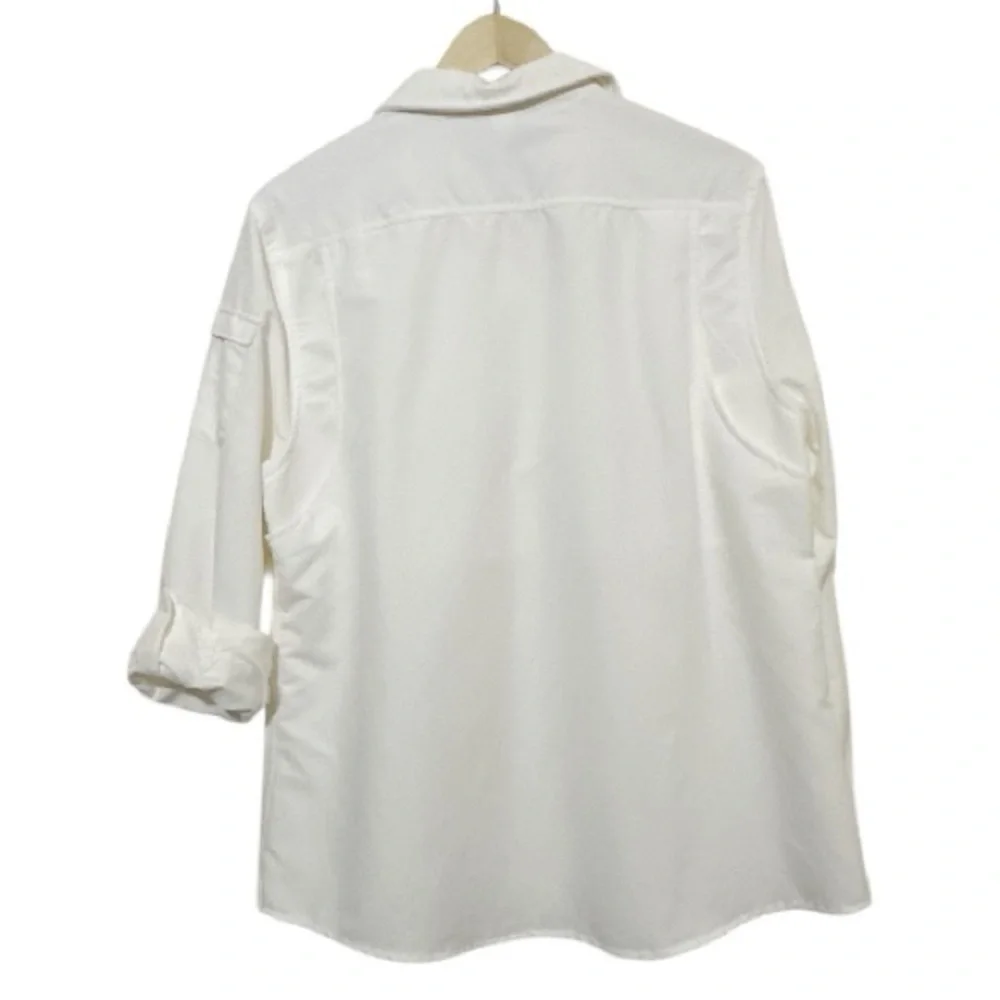 Duluth Trading Co White Ripstop Performance Button Up Shirt Women's Large L Tech - Picture 3 of 8